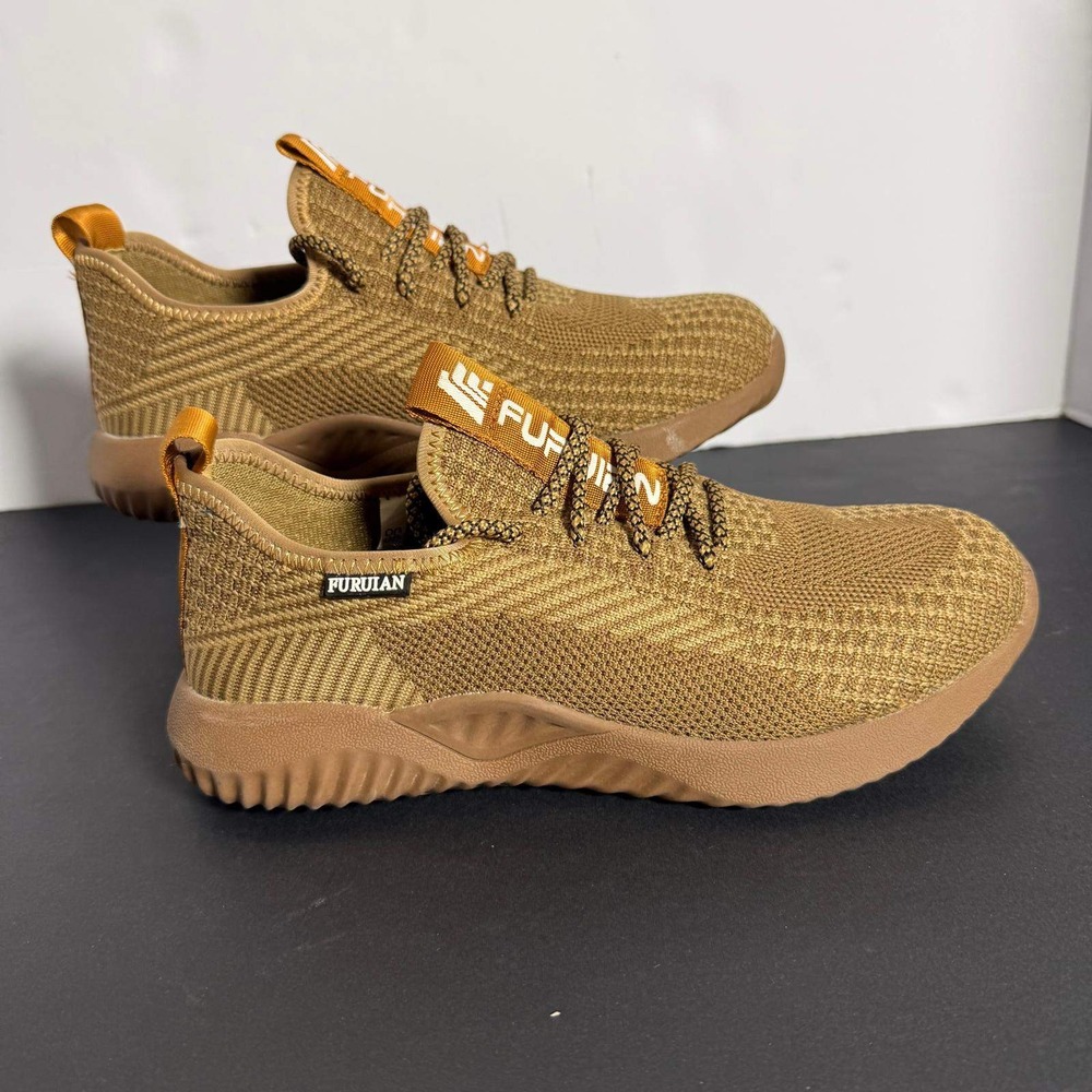 Furuian Mens Khaki Tan Knit Mesh Running Shoes Athletic Sneakers Size 38